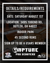 Load image into Gallery viewer, 2026 Rapture Pro Scooters X USARS Scootering Comp REGISTRATION